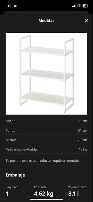 Estantería Metálica Blanca Ikea 3 Niveles