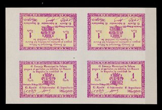 Billetes Totana 1937 sin cortar