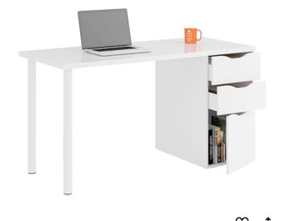 Mesa escritorio blanca con cajones