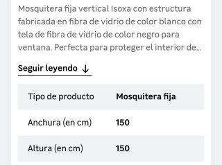 2 Mosquiteras Fijas Leroy Merlin 150x150cm