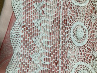 Colcha crochet vintage algodón blanco