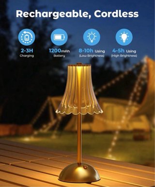 Lámpara LED Cristal Dorada Vintage