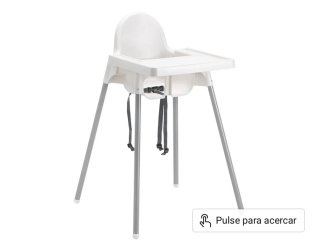 Trona IKEA blanca con respaldo azul