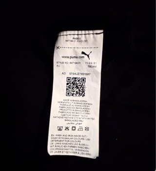 Camiseta Puma Negra Talla XL