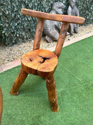 Mesa y 4 sillas de jardín en olivo macizo