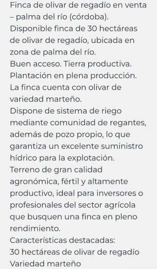 •Finca Olivar Regadío 30ha Marteño Córdoba.