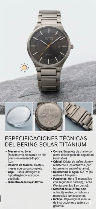 Bering Solar Titanium Reloj Hombre