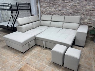 Sofá Cama Modular Beige con Arcón y Puffs ¡NUEVO!