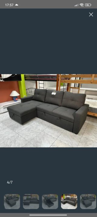 Sofa chaise longue cama gris oscuro modelo Pau