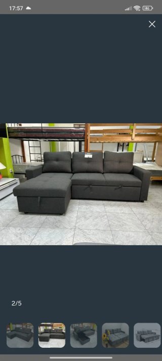 Sofa chaise longue cama gris oscuro modelo Pau