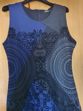 Vestido Desigual Azul y Gris Talla L