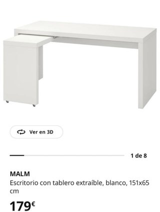 Escritorio extraíble IKEA MALM Blanco