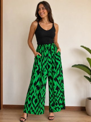 Pantalón ancho Bagatela verde y negro