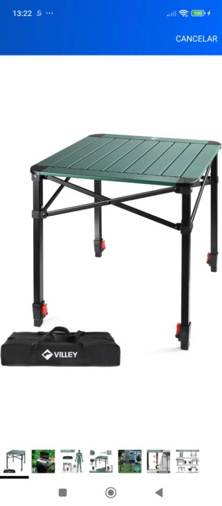 Mesa plegable aluminio verde ajustable