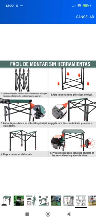 Mesa plegable aluminio verde ajustable