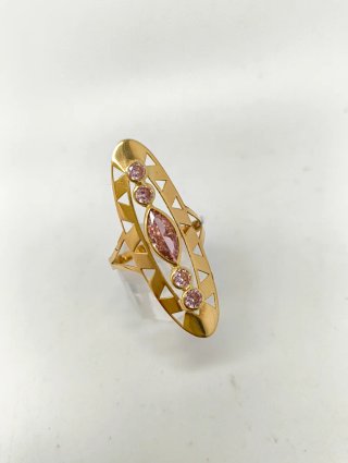 ORO NUEVO 18KT Anillo Lanzadera circonitas rosas