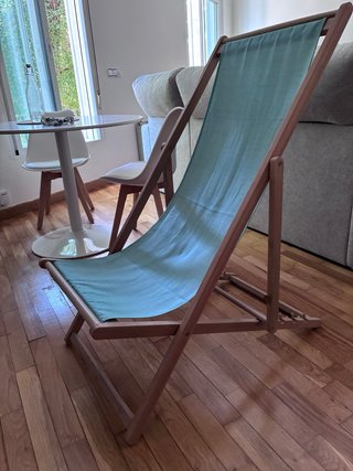 Hamaca de madera y tela para terraza