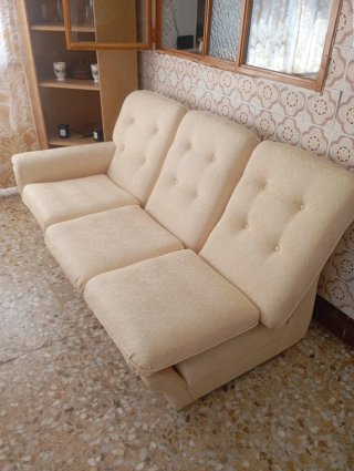 Sofá 3 plazas beige tela