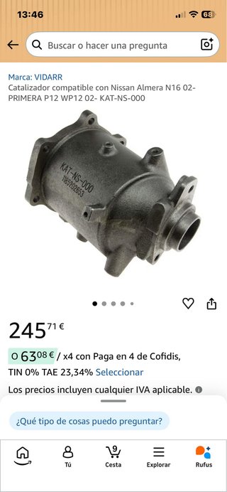 Catalizador Nissan 1.2 Gasolina Nuevo