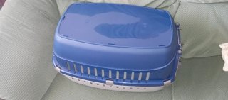 Transportín para mascotas azul y blanco