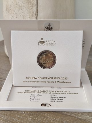 Moneda 2€ Vaticano 2025 Michelangelo