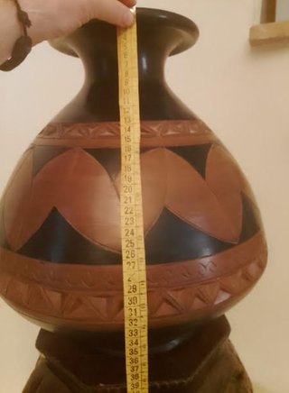 Jarrón grande de cerámica negro y marrón