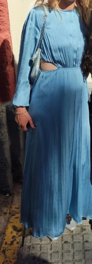 Vestido Mango plisado satinado