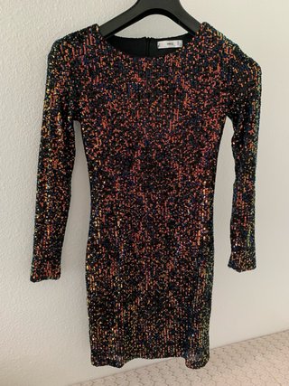 Vestido Mango lentejuelas multicolor Talla XS