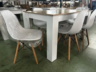 Mesa comedor con 6 sillas blancas