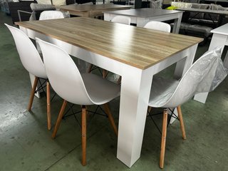 Mesa comedor con 6 sillas blancas