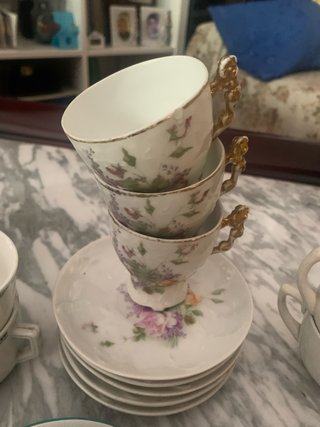 Juego Tazas Porcelana Antiguas