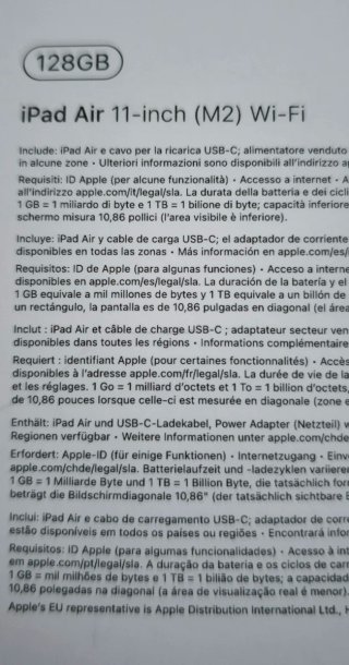 Caja Vacía iPad Air M2 128 Gb
