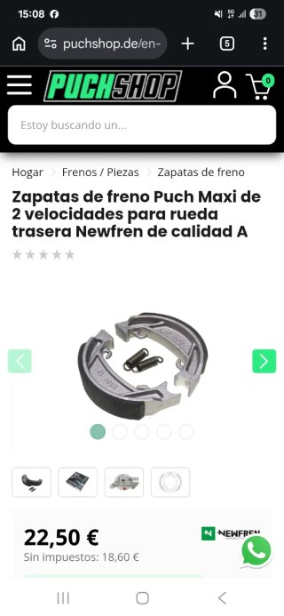 2 juegos zapatas freno trasero Puch Maxi