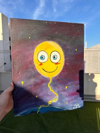 Lienzo abstracto de globo sonriente