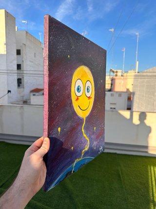 Lienzo abstracto de globo sonriente