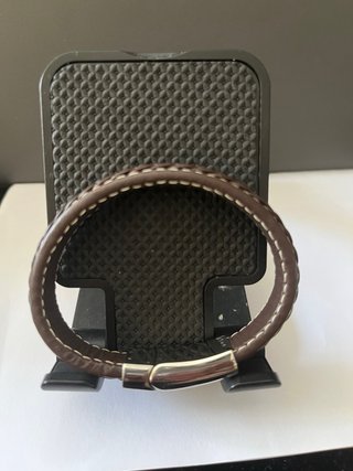Pulsera Lotus Hombre Cuero Marrón y Plata