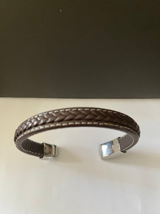 Pulsera Lotus Hombre Cuero Marrón y Plata