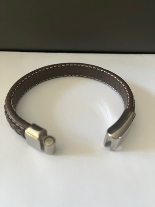 Pulsera Lotus Hombre Cuero Marrón y Plata