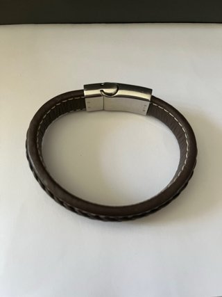 Pulsera Lotus Hombre Cuero Marrón y Plata