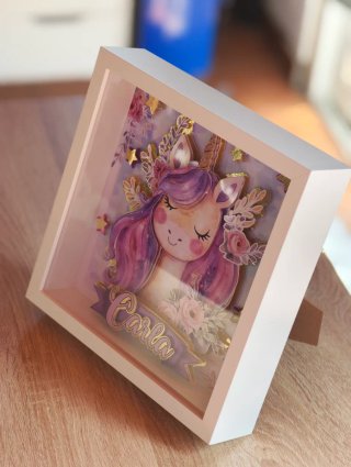 Cuadro 3D Personalizado Unicornio