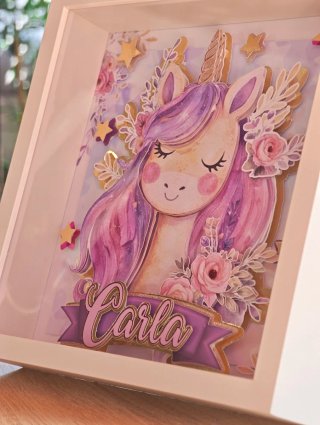 Cuadro 3D Personalizado Unicornio