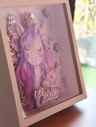 Cuadro 3D Personalizado Unicornio