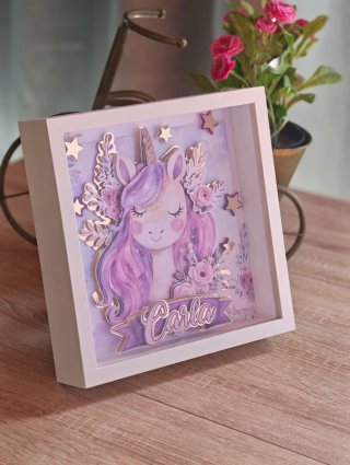 Cuadro 3D Personalizado Unicornio
