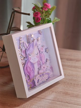 Cuadro 3D Personalizado Unicornio