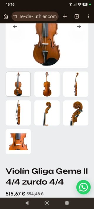 Violín Gliga Gems II Antic 4/4 Zurdo