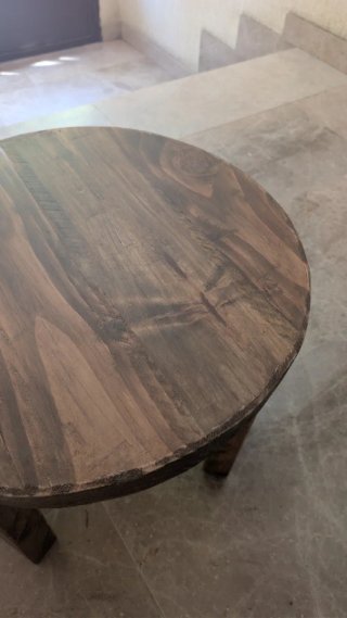 Mesa de centro redonda madera maciza mesa auxiliar