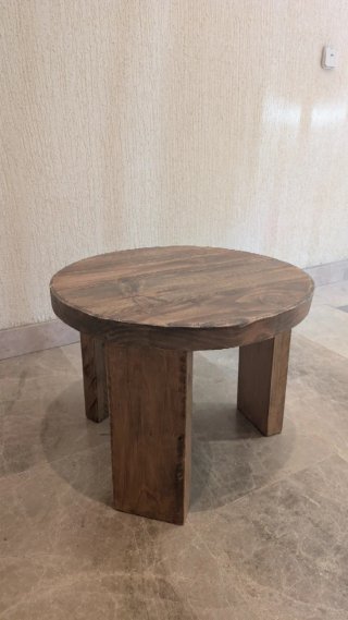 Mesa de centro redonda madera maciza mesa auxiliar
