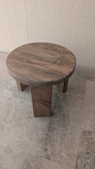 Mesa de centro redonda madera maciza mesa auxiliar