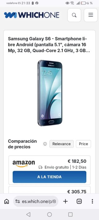 Samsung Galaxy S6 Negro/Plateado