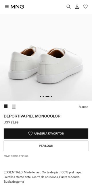 Deportivas Mango Piel Napa Talla 39 Blancas